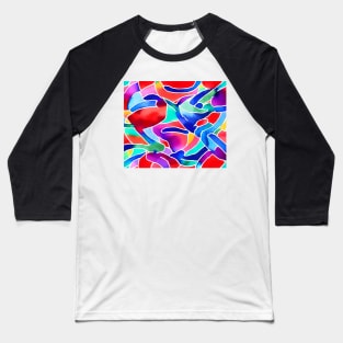 Multi-Colored Abstract Watercolor Design Baseball T-Shirt